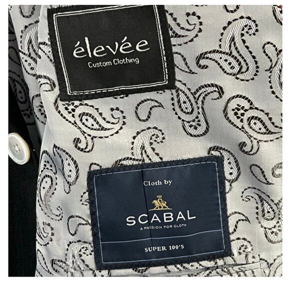 Elevee Bespoke Scabal Wool Sport Coat Jacket Approx 44R Surgeon Cuffs Peak Lapel - Picture 16 of 16